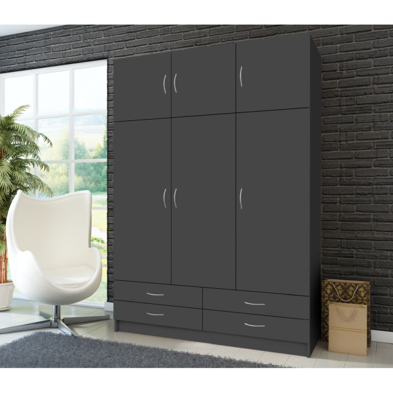 Skriňa, 135cm, kombinovaná, grafit, GERI NEW