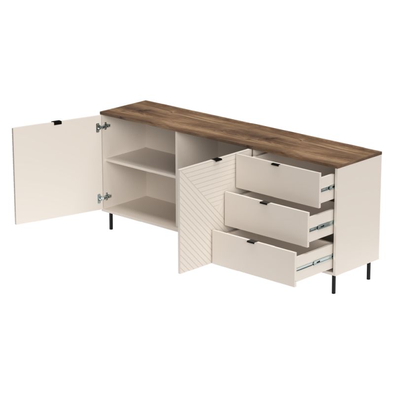 Komoda, 183cm, kombinovaná, kašmír, dub castello, EYCO 2D3S