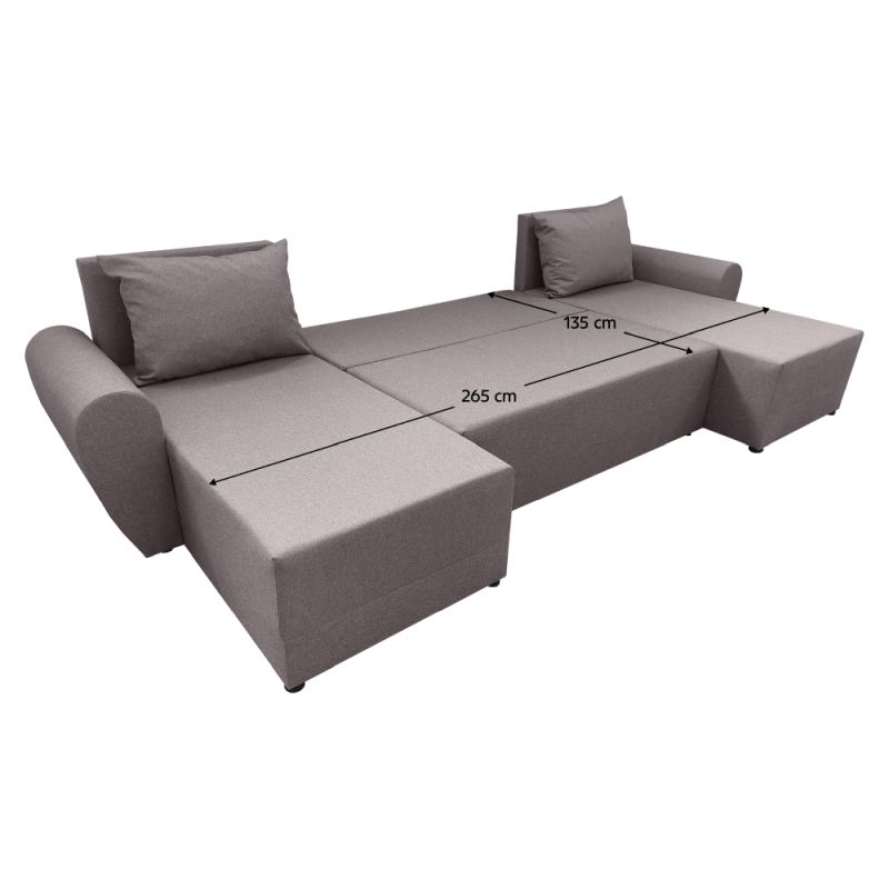 Univerzálna sedacia súprava, sivobéžová Taupe látka, DAKAR NEW U