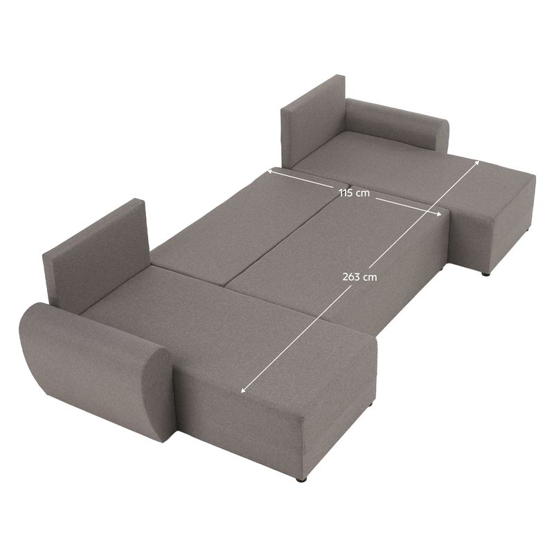Univerzálna sedacia súprava, sivobéžová Taupe látka, DAKAR NEW U