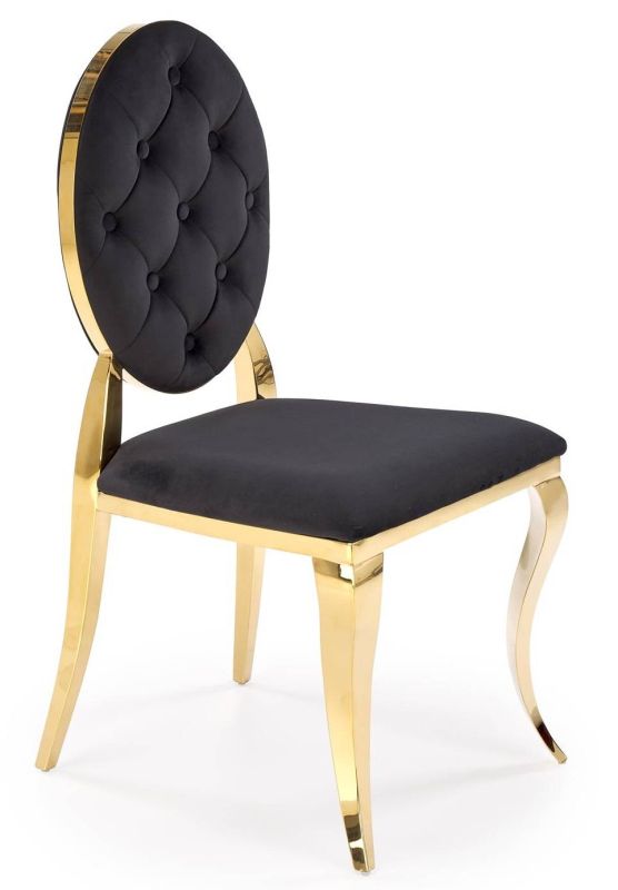 Jedálenská stolička, čierna látka, nohy gold chróm zlatý, K-556