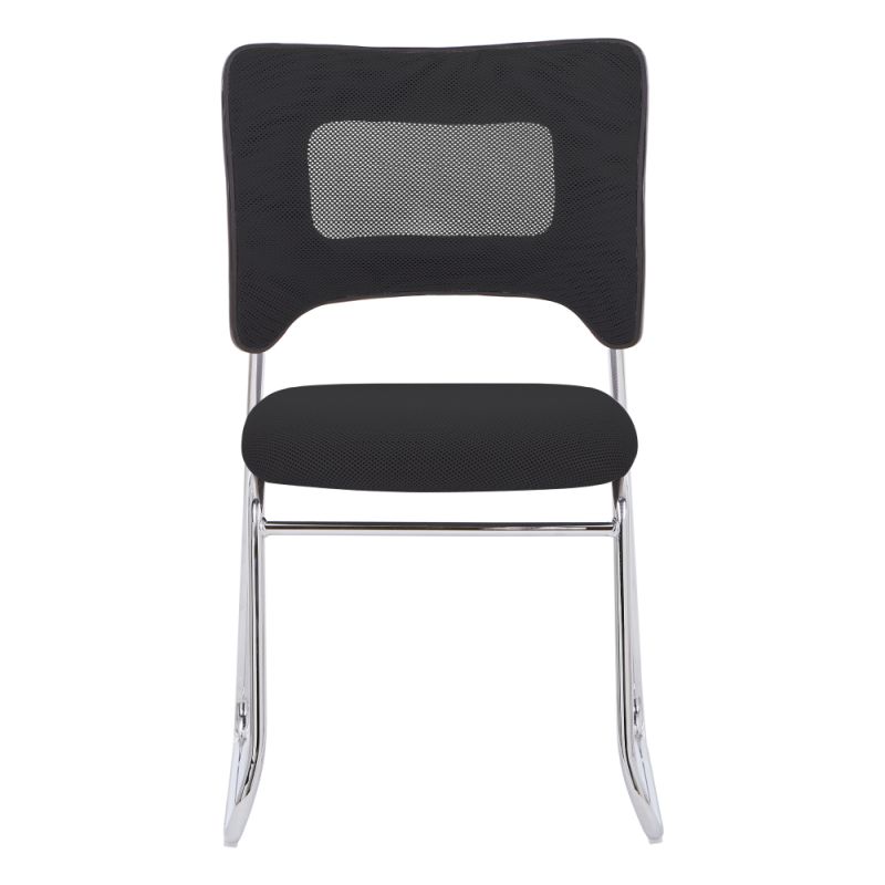 Stohovateľná stolička, čierna sieťovina, kov chróm, DELOS