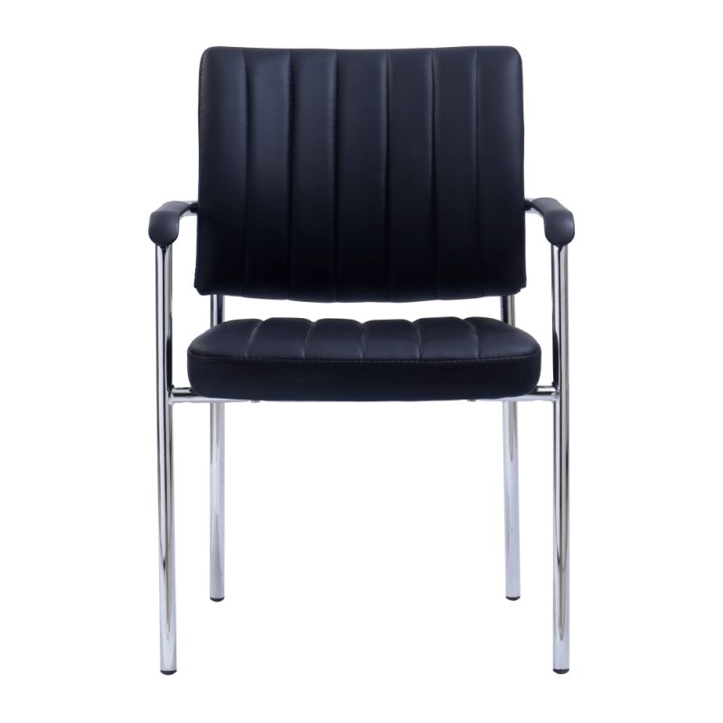 Zasadacia stolička, čierna ekokoža, kov chróm, FLORIN