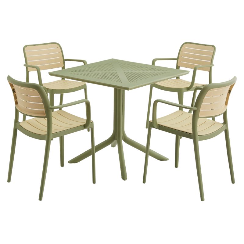 Záhradný stôl, 79,5x79,5cm, zelený plast, DENTON NEW