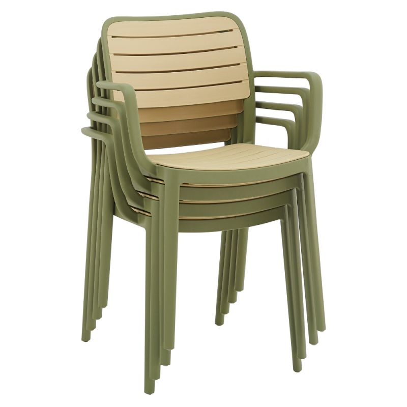 Stohovateľná stolička, zelený a béžový plast, KARDOS TYP 2