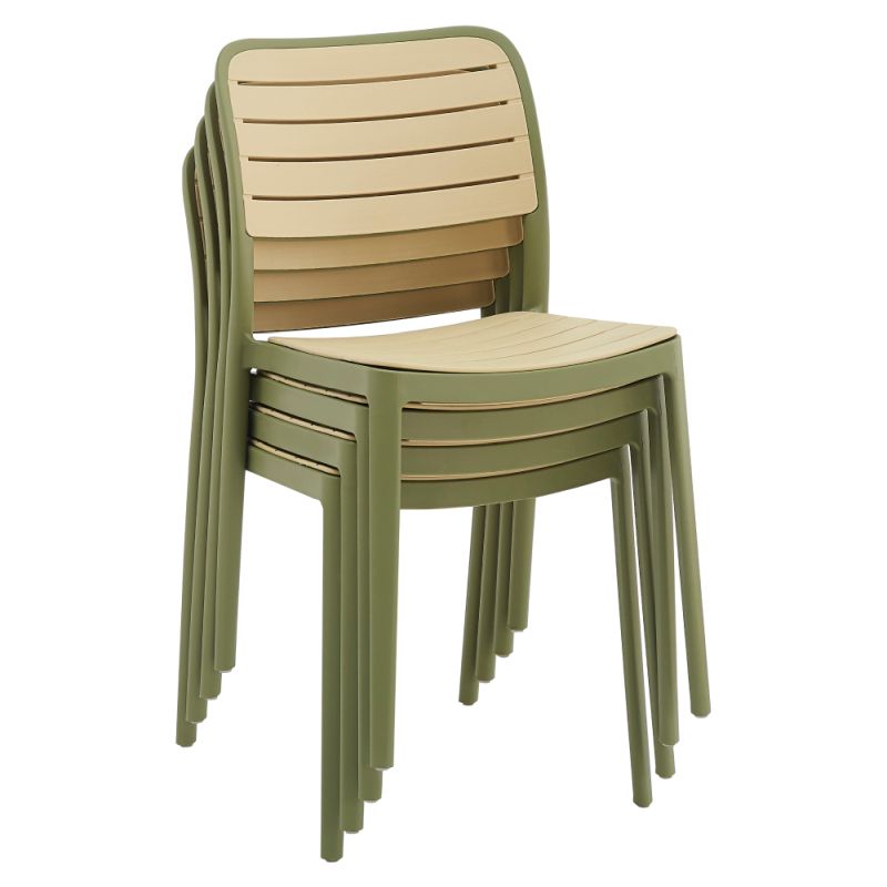 Stohovateľná stolička, zelený a béžový plast, KARDOS TYP 1