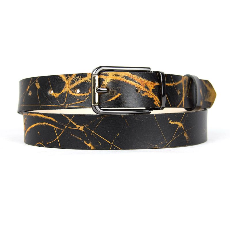 Ručne maľovaný kožený opasok, 136cm, Limitovaná edícia 03