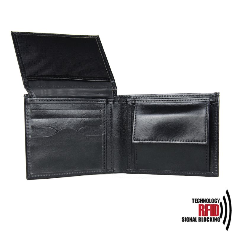 Ochranná RFID kožená peňaženka v čiernej farbe č.8408