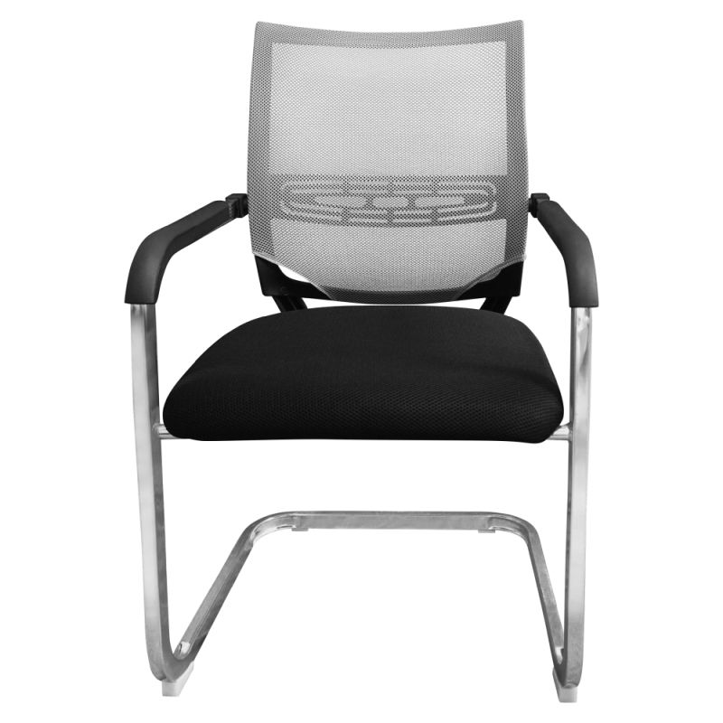 Zasadacia stolička, čierna a sivá sieťovina, kov chróm, FAJE