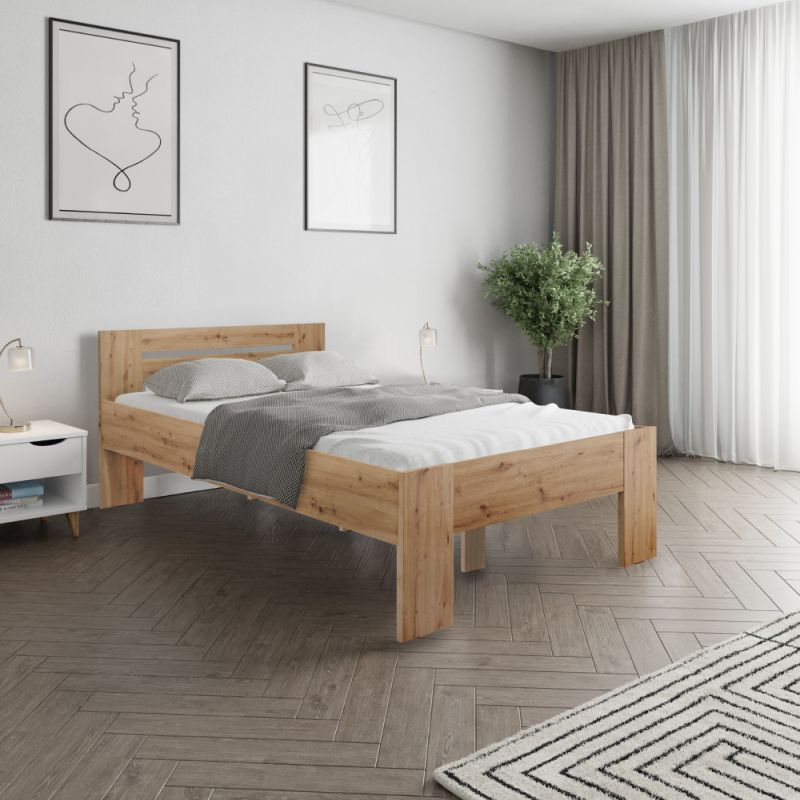 Posteľ, 120x200, dub artisan, BASIS