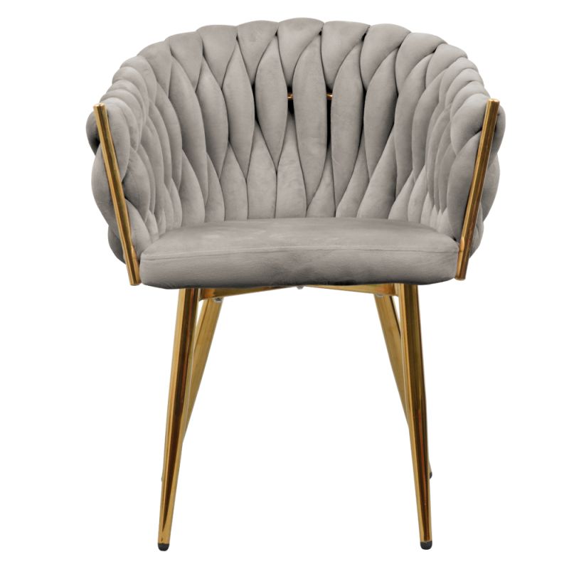 Jedálenské kreslo, sivohnedá Taupe Velvet látka, nohy gold chróm zlatý, DEILA