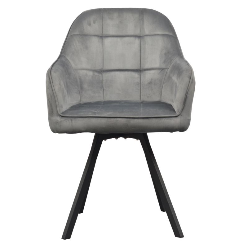 Otočné jedálenské kreslo, tmavosivá Velvet látka, kov čierny, SAMANTA