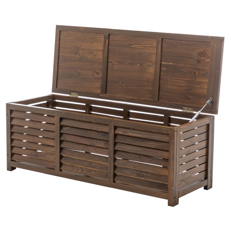 Záhradný úložný box, 121cm, hnedý, drevo, LADAM