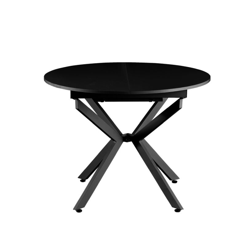 Jedálenský stôl, okrúhly, 100cm, rozkladací, MDF, čierny, ABERO TYP 1