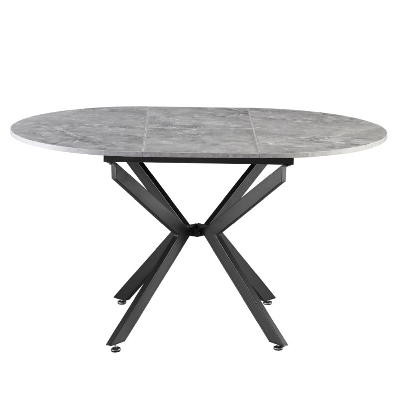 Jedálenský stôl, okrúhly, 100cm, rozkladací, MDF, betón, čierny, ABERO TYP 1