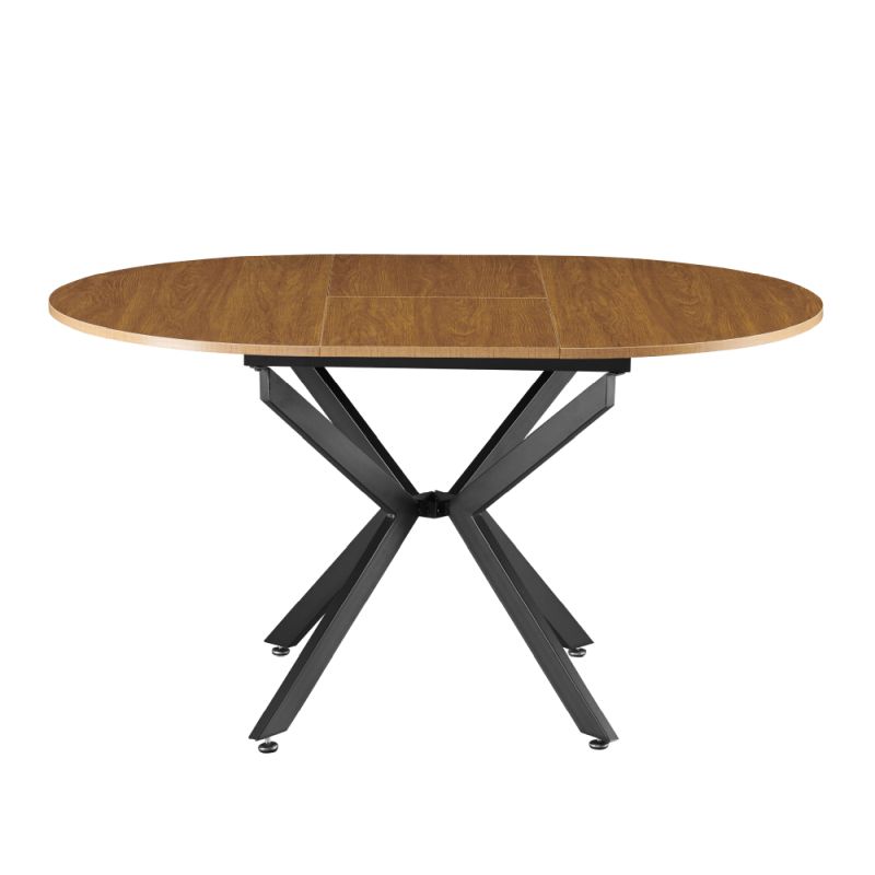 Jedálenský stôl, okrúhly, 100cm, rozkladací, MDF, dub svetlý, čierny, ABERO TYP 1