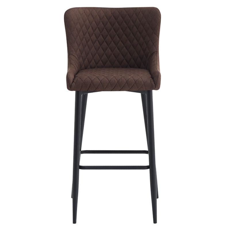 Barová stolička, hnedá látka, nohy čierne, CEZARIA
