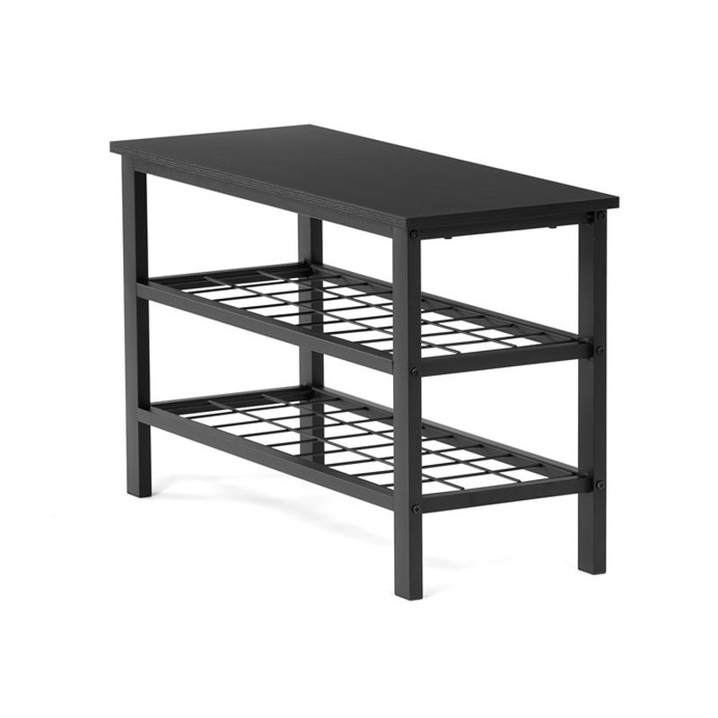 Botník, 81cm, 2 police, čierny, ABO-W2015 BK