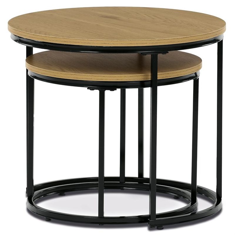 Set 2 ks stolíkov, 53x53cm, MDF, divoký dub, CT-G1145 OAK