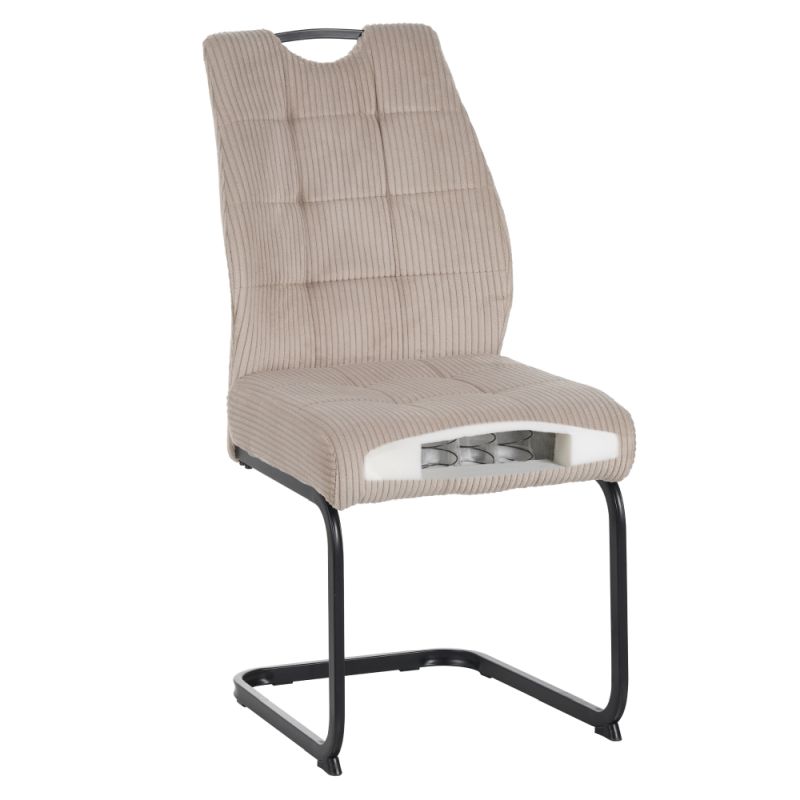 Jedálenská stolička, hnedosivá Taupe látka, nohy kov čierny, KELMA