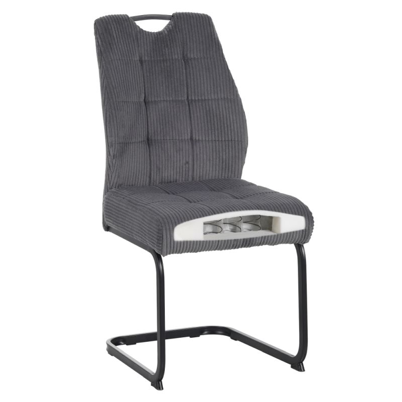 Jedálenská stolička, sivá látka, nohy kov čierny, KELMA