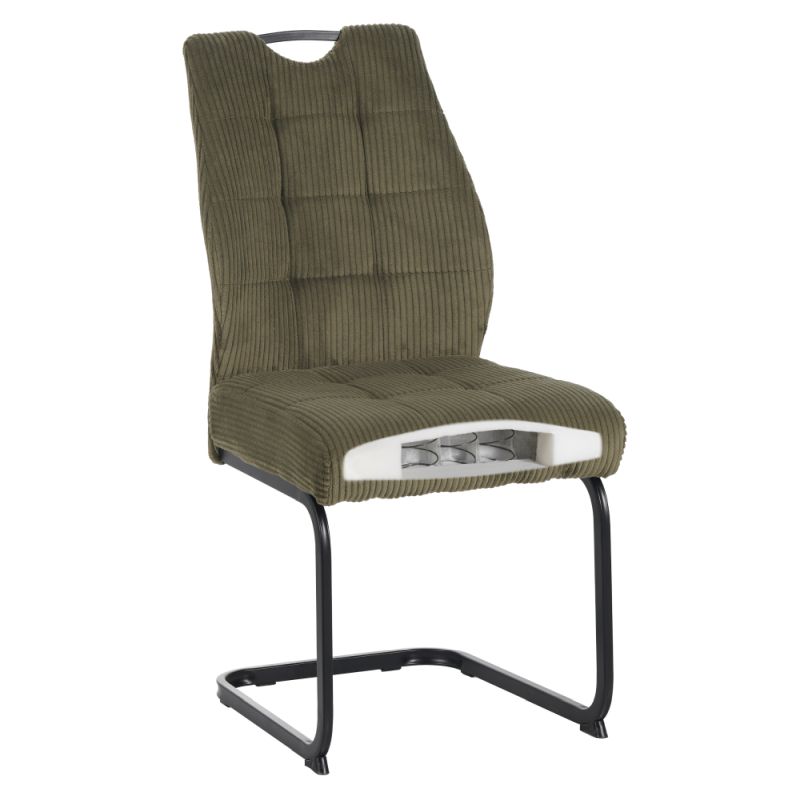 Jedálenská stolička, zelená látka, nohy kov čierny, KELMA