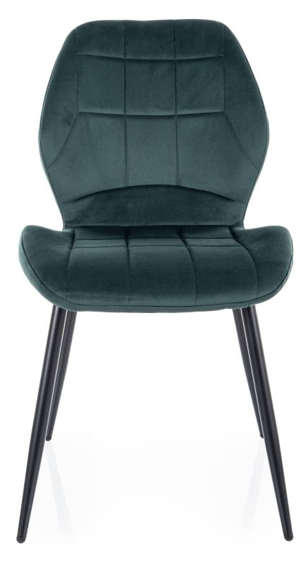 Jedálenská stolička, zelená látka, nohy kov čierny, JAKE VELVET