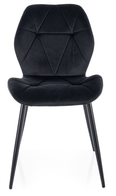 Jedálenská stolička, čierna látka, nohy kov čierny, RICK VELVET