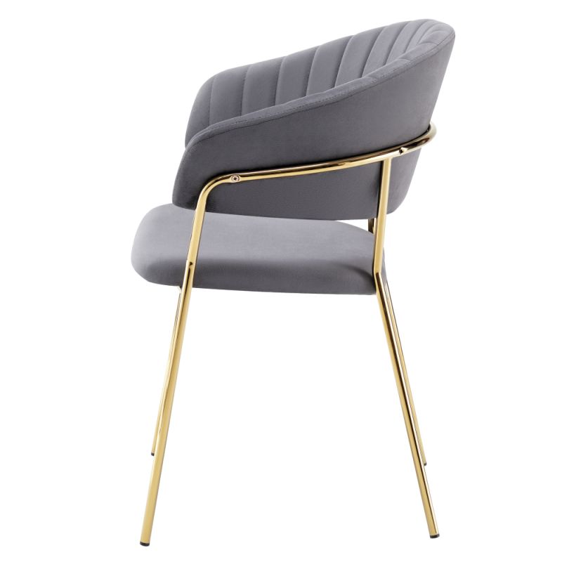 Dizajnové jedálenské kreslo, sivohnedá Velvet látka, nohy gold chróm zlatý, DASMIN TYP 1