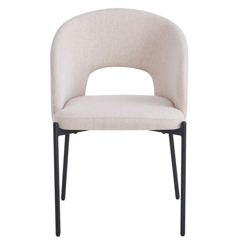 Jedálenská stolička, béžová látka, nohy kov čierny, LONKA