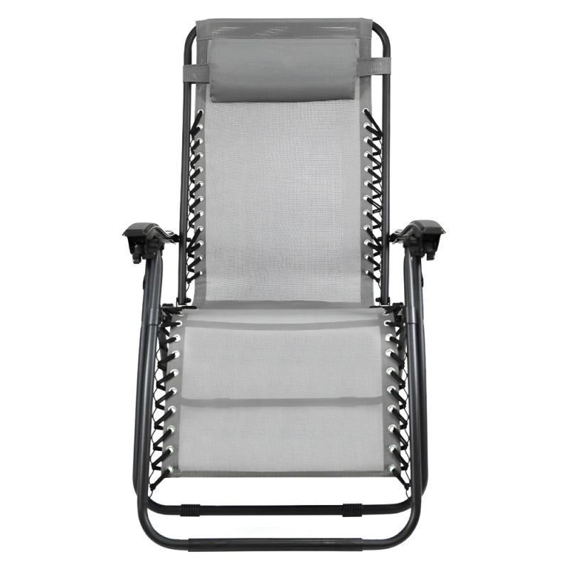 Záhradné, polohovacie kreslo, látka svetlosivá, kov čierny, GERALD NEW