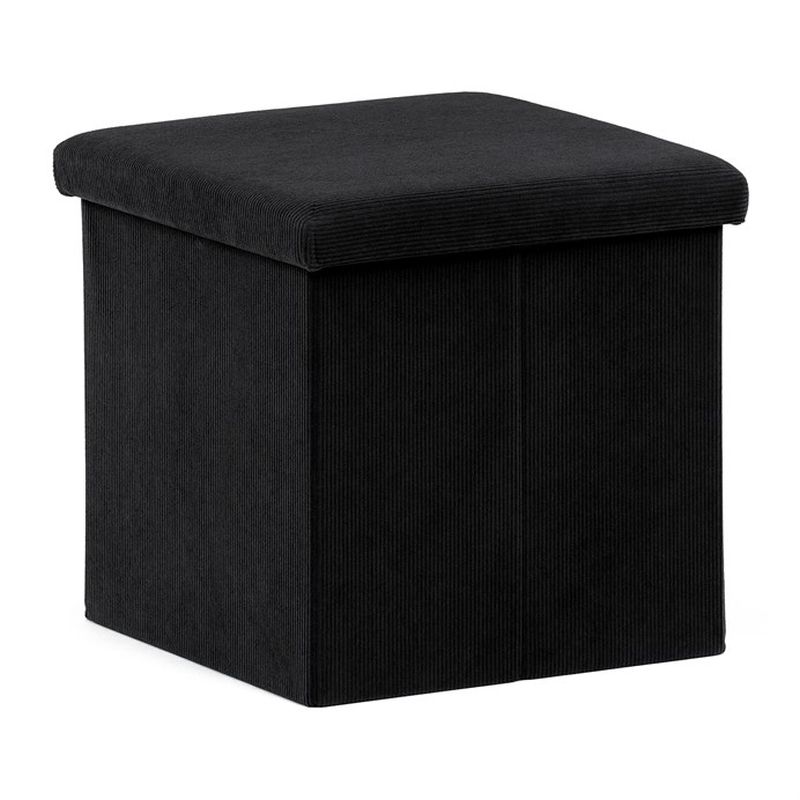 Taburet, 38cm, úložný priestor, čierna látka, TAB-471 BK6