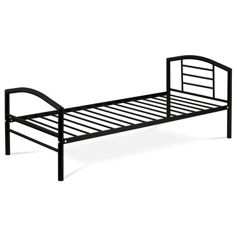 Posteľ, 90x200, s roštom, kovová, čierna, BED-1900 BK