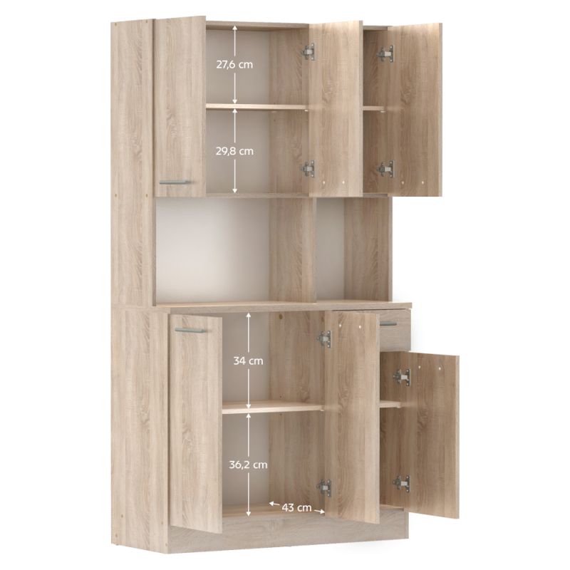 Šesťdverový kredenc, 100cm, dub sonoma, PELION NEW