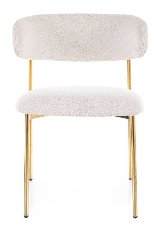 Jedálenská stolička, svetlobéžová látka, nohy gold chróm zlatý, ELTON RAVEN