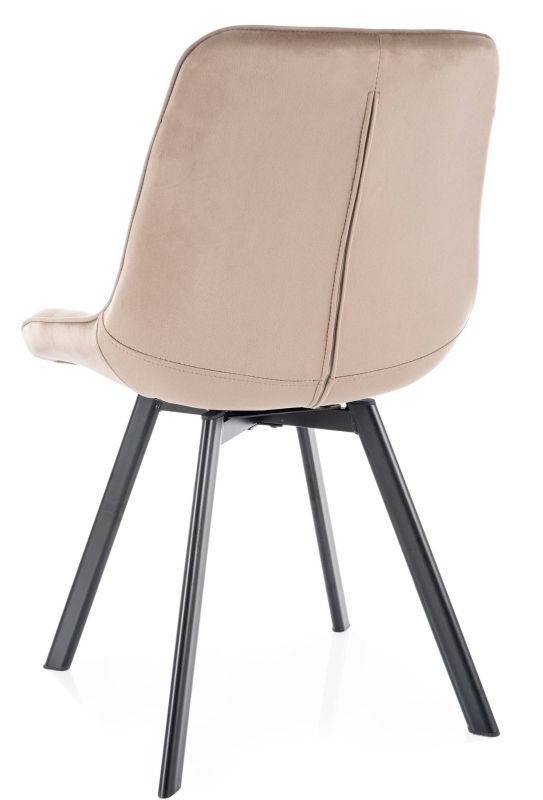 Jedálenská stolička, tmavobéžová látka, nohy kov čierny, MONTI VELVET