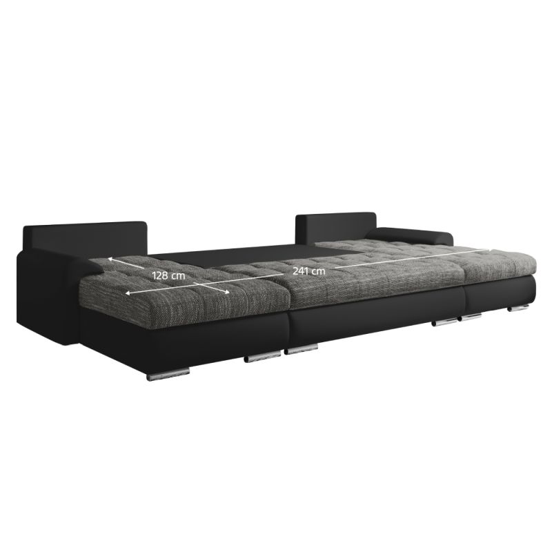 Univerzálna sedacia súprava, ekokoža čierna, látka sivý melír, TOLITA U UNI