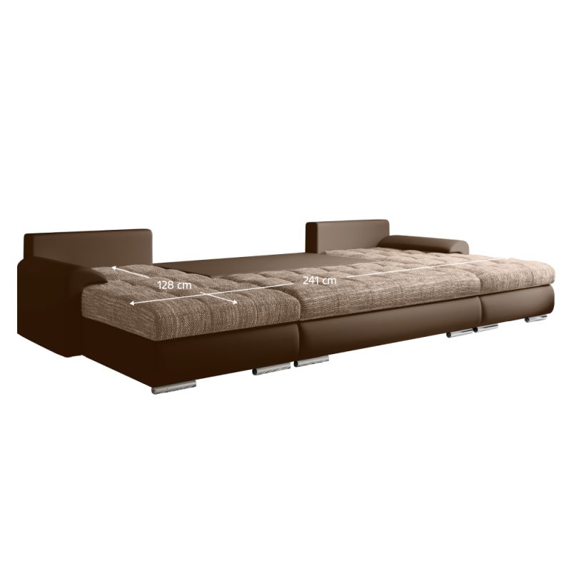 Univerzálna sedacia súprava, ekokoža hnedá, látka hnedý melír, TOLITA U UNI