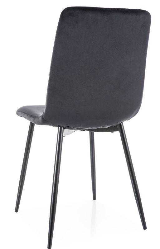 Jedálenská stolička, čierna látka, nohy kov čierny, DAREN VELVET