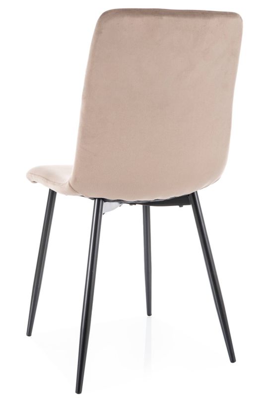 Jedálenská stolička, tmavobéžová látka, nohy kov čierny, DAREN VELVET