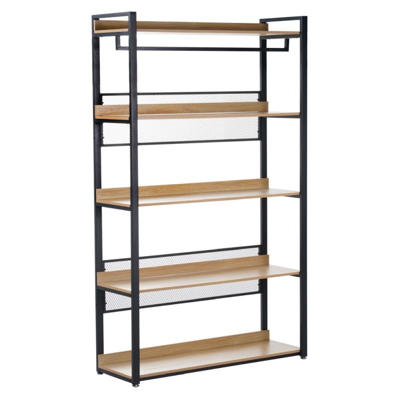 Regál, 120cm, 5-policový, dub, čierny, KILOS NEW TYP 3