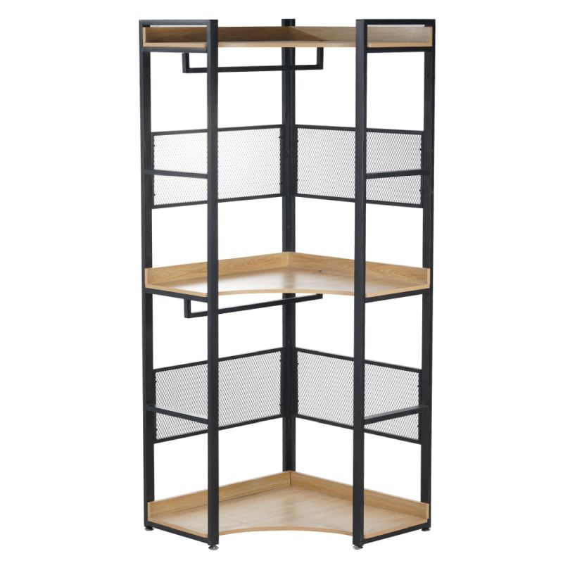 Regál, 80cm, rohový s policou, dub, čierny, KILOS NEW TYP 5