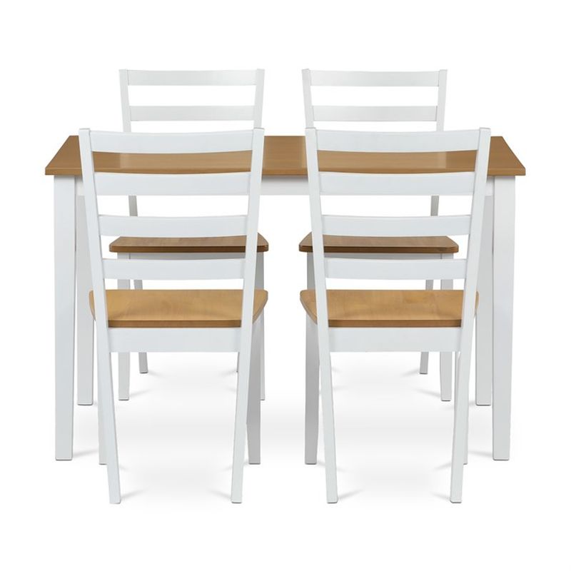 Jedálenský set 1+4, 120x75cm, MDF, biely, dub, VESPA OAK