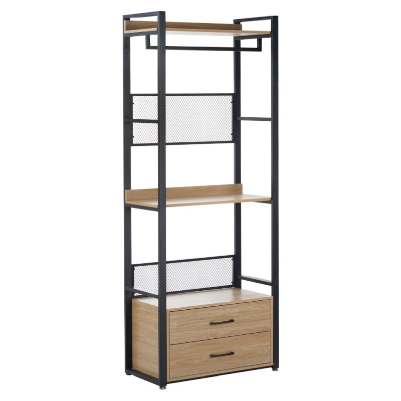 Regál, 80cm, so zásuvkami, dub, čierny, KILOS NEW TYP 1