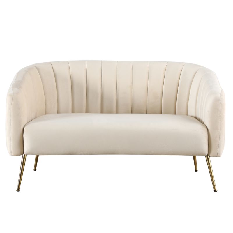 Dizajnový 2-sed, béžová Velvet látka, kov gold chróm zlatý, BAGY