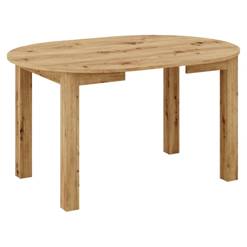 Jedálenský stôl, okrúhly, 103cm, rozkladací, DTD, dub artisan, HARRY