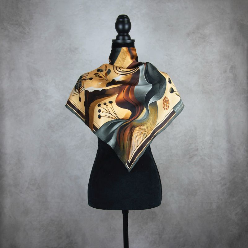 Módna hodvábna šatka KAMZÍK - SIVÝ, 90 x 90cm, MADE IN SLOVAKIA