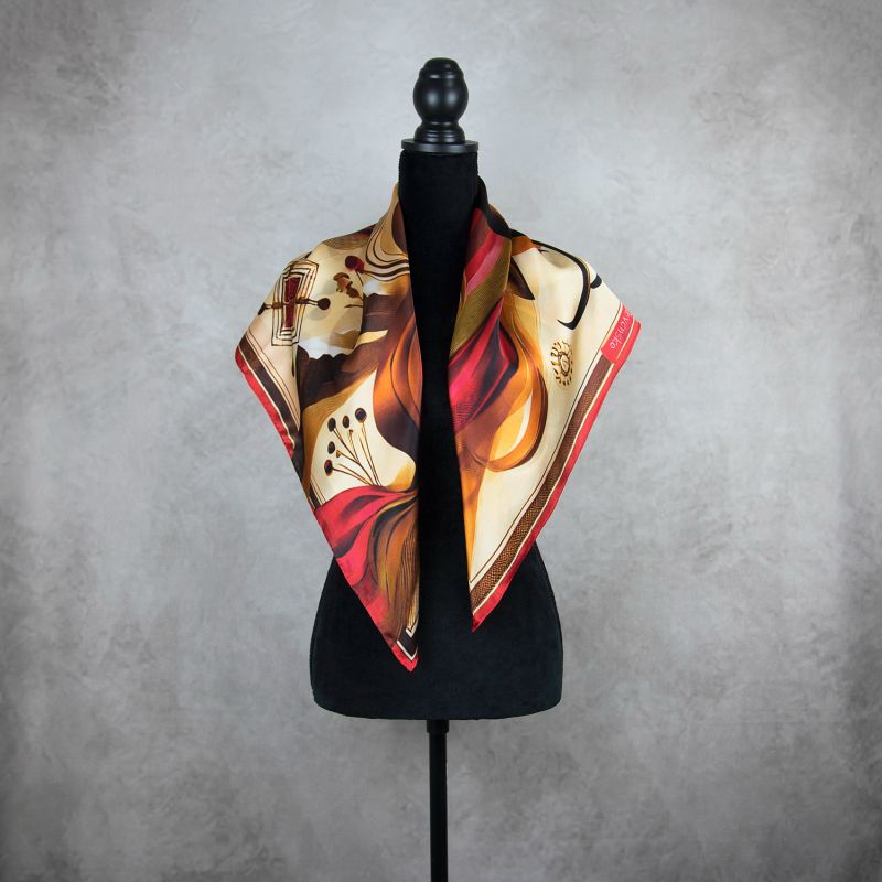 Módna hodvábna šatka KAMZÍK - ČERVENÝ, 90 x 90cm, MADE IN SLOVAKIA