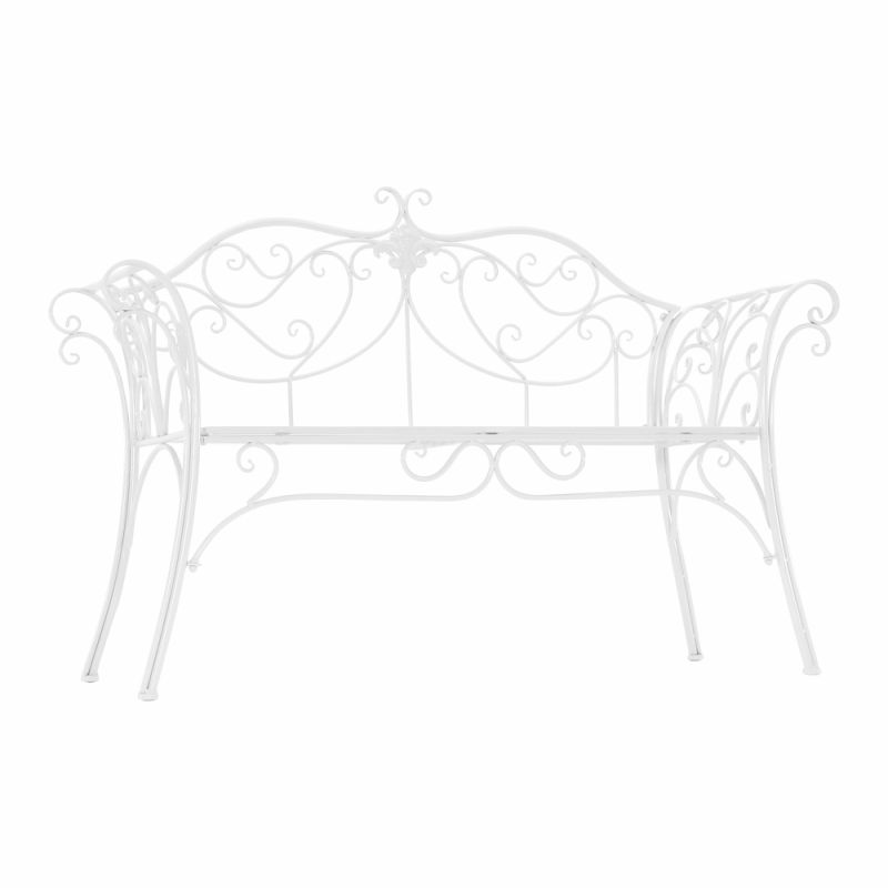 Záhradná lavička, 131cm, kov, biely, ETELIA NEW