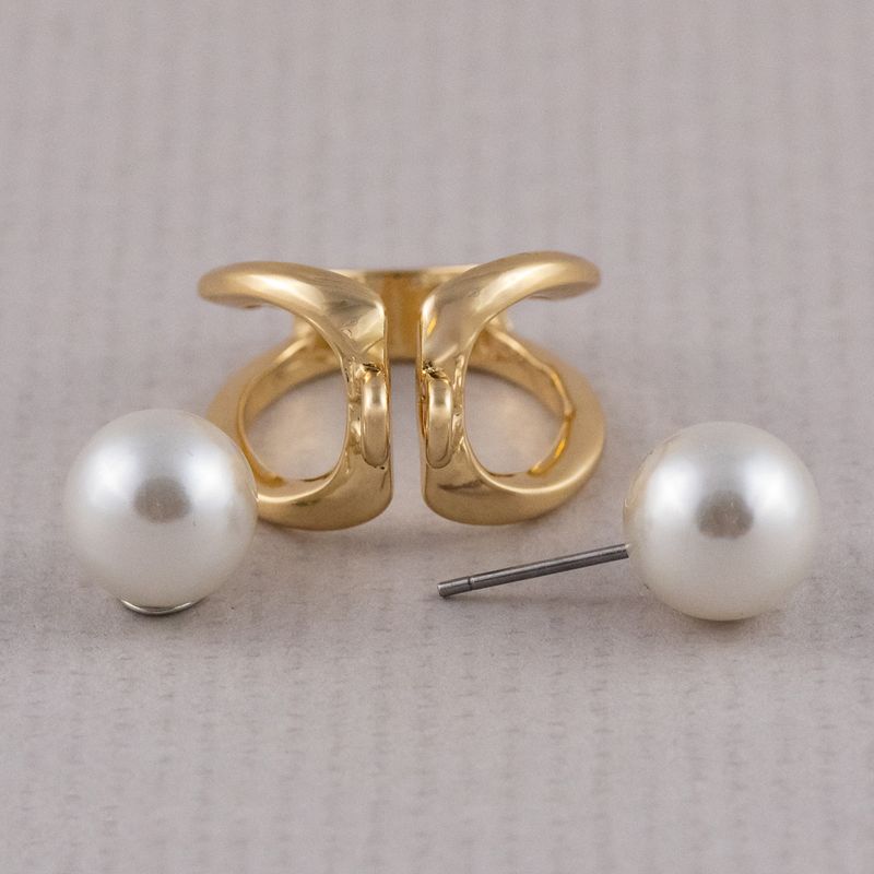 Ozdoba na šatku a šál, zlatý uzol s dvomi perlami